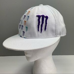 Monster Energy Hat Cap White Embroidered Wool